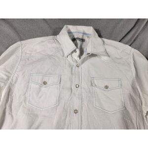 James Campbell Men's Large White Floral print‎ Pearl Snap shirt, long sleeve